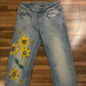Custom painted American eagle slim straight jeans